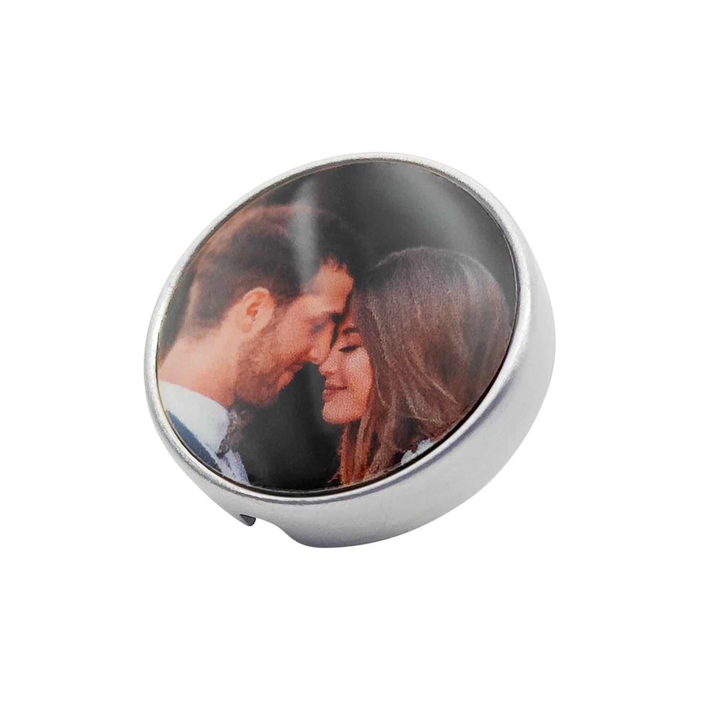 21mm button in carbon metal and black enamel, customizable