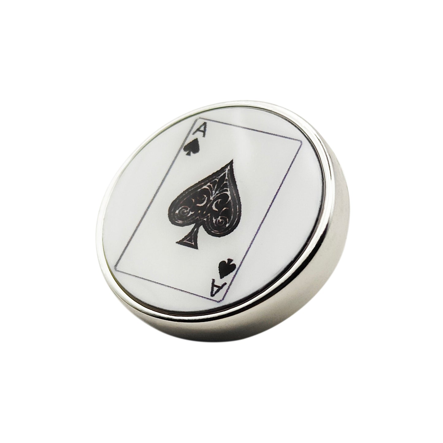 21mm button in carbon metal and black enamel, customizable